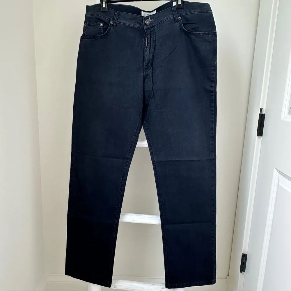 Brax Men’s Cooper Regular Fit Micropattern Five Pocket Navy Pants Size 38